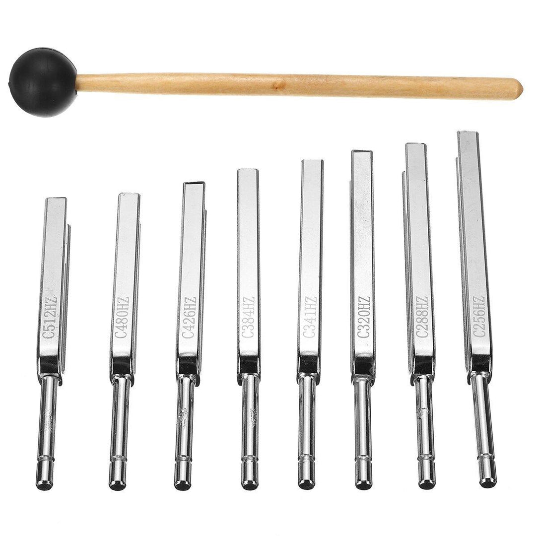 8Pcs 256Hz - 512Hz Steel Tuning Fork Set Physics Medical Diagnostic And Mallet - MRSLM