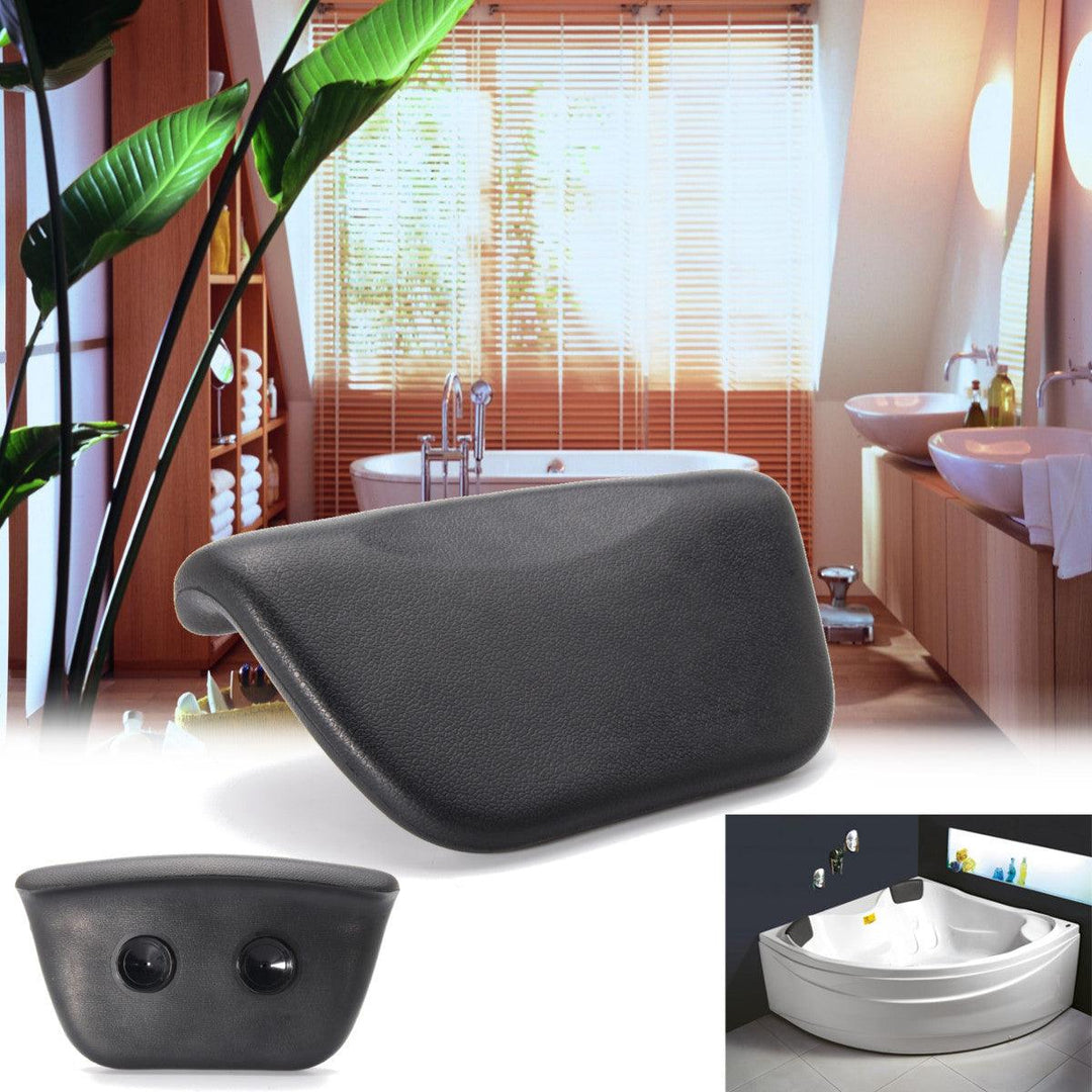 PU Black Bath Pillow Bathtub Spa Head Rest Neck Support Back Comfort Tub - MRSLM