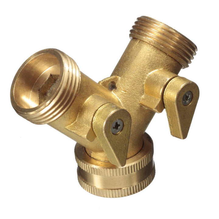 EU Standard 3/4 " Brass Garden Irrigation 2 Way Y Shape Adapter Splitter Hose Faucet Manifold Pipe Tap Connector - MRSLM