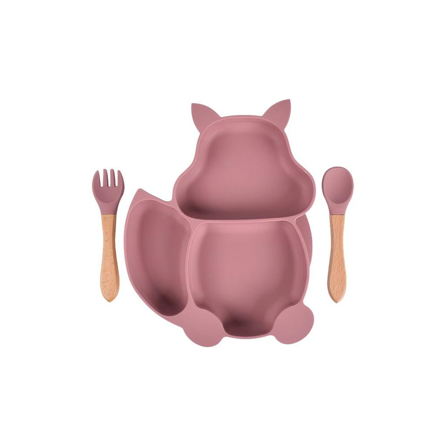 Pink Silicone Plate And Utensils - MRSLM