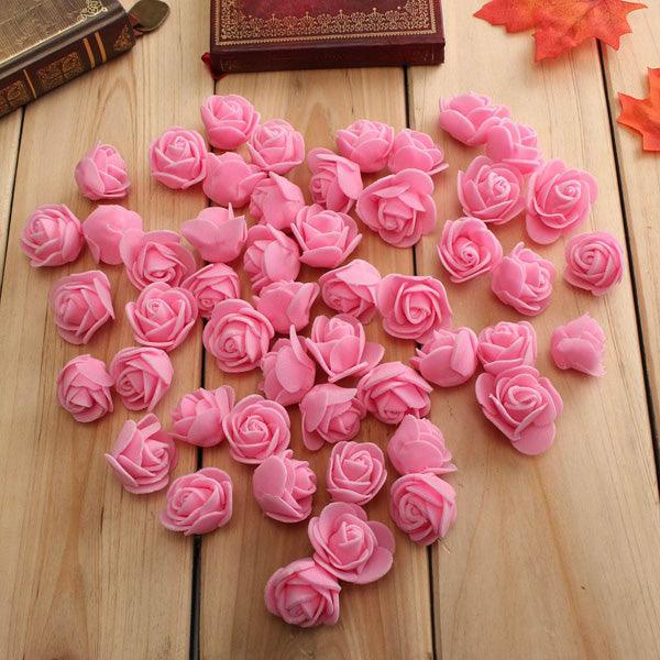 50pcs 2.5cm Artificial Roses PE Foam Rose Flower Wedding Party Home Decoration Valentine's day Fake Flowers - MRSLM