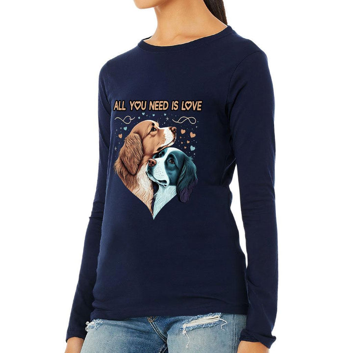 Dog Love Women's Long Sleeve T-Shirt - Cute Couple Long Sleeve Tee - Art T-Shirt - MRSLM