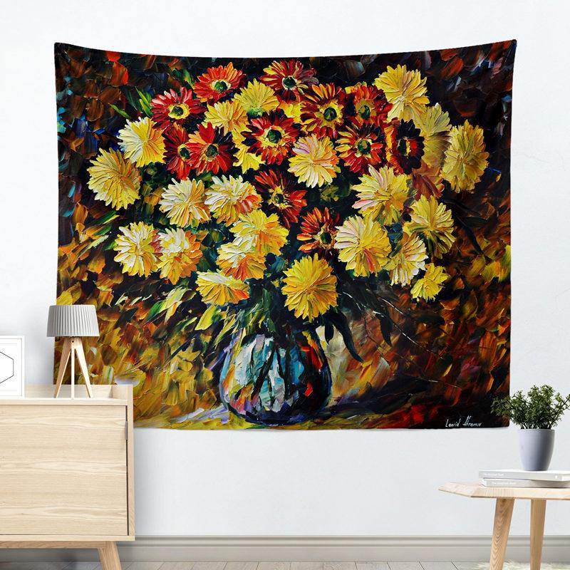 Flower Daisies Blanket Tapestry Hanging Wall Cloth Decoration Background Cloth Tablecloth Curtain (8 130x150cm) - MRSLM