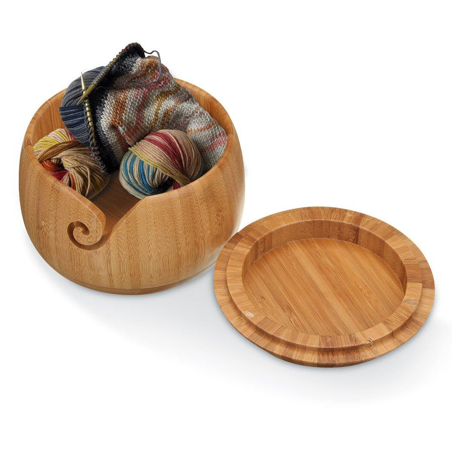 Wooden Bamboo Yarn Bowl Holder & Cover For Skeins Knitting Crochet Home Decorations - MRSLM