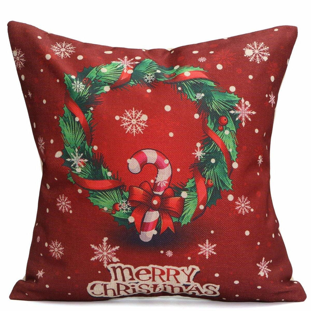 43X43cm Christmas Tree Snowmen Gift Fashion Cotton Linen Pillow Case Santa Claus Home Decor - MRSLM