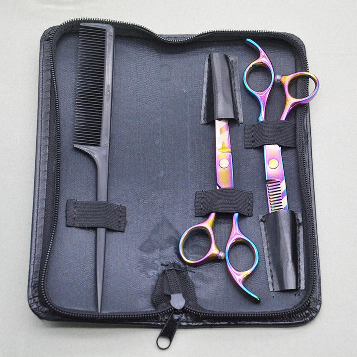 3 Pcs/Set Professional Stainless Steel Hair Cutting Thinning Scissors Barber Tool Hair Scissor Comb Set Hairdressing Shears Kit (#01) - MRSLM