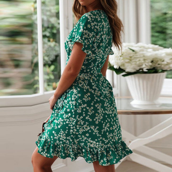 Ruffled Floral Printed Dress