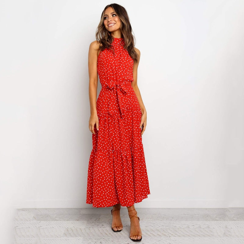 Women's Polka Dot Halter Dress