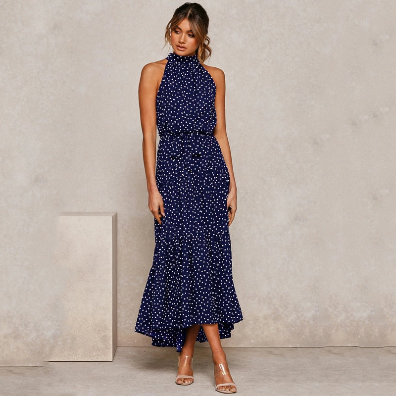 Women's Polka Dot Halter Dress