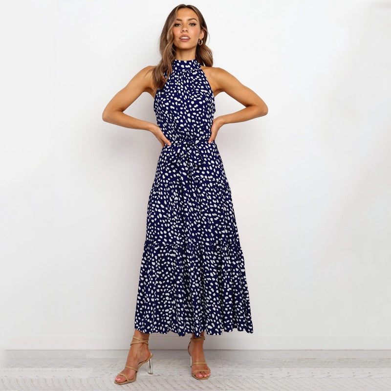 Women's Polka Dot Halter Dress