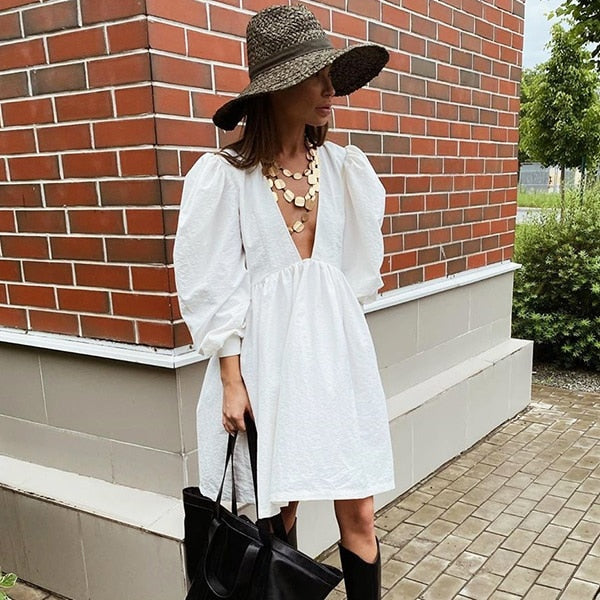 Women's Puff Sleeve Mini Dress