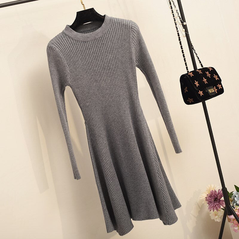 O-Neck Multicolored Sweater Dress for Women