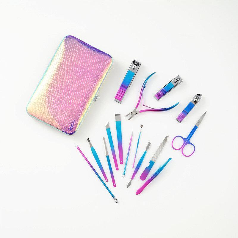 15pcs Dazzle Color Gradient Of Two Colors Nail Clippers Splash Proof Care Nail Clippers Professional File - MRSLM