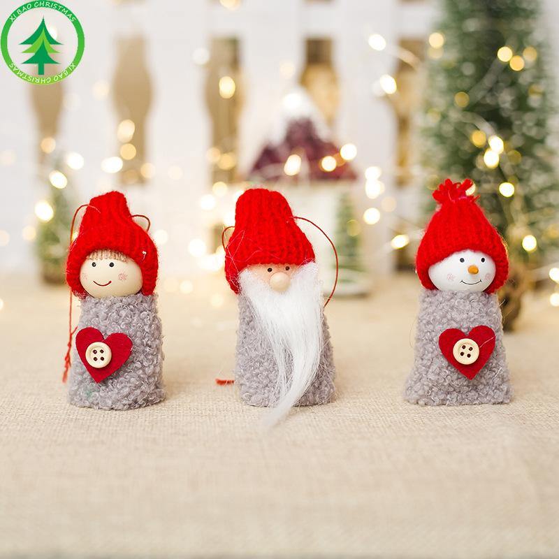 New Christmas Decoration Creative Wood Doll Doll Pine Cone Pendant Mini Doll Charm - MRSLM