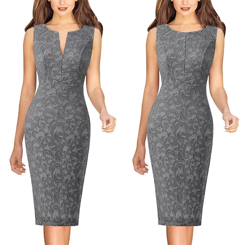 Front Zipper Bodycon Pencil Dress for Women