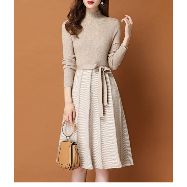 Elegant Pleated Women's Sweater Dress