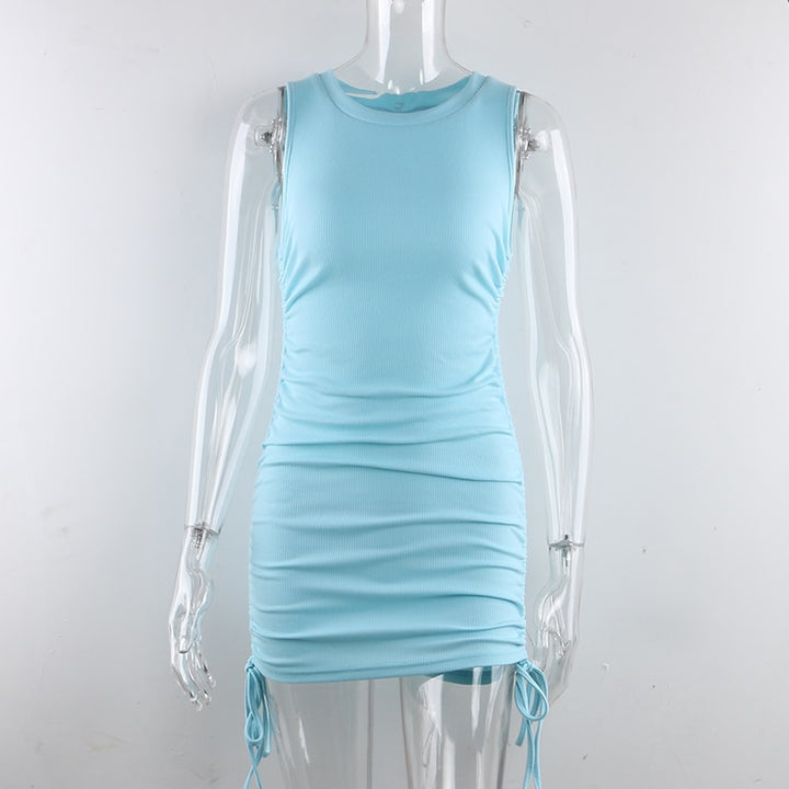 Sleeveless Women's Mini Dress with O-Neck