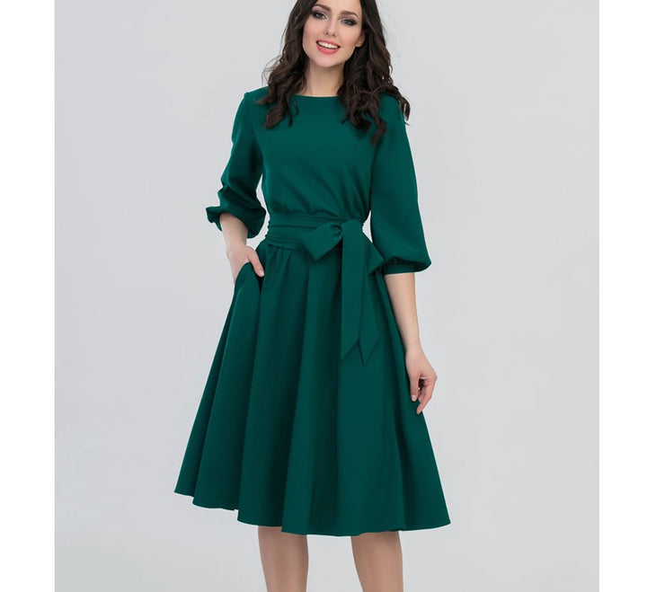 Women's Lantern Sleeve A-Line Dress