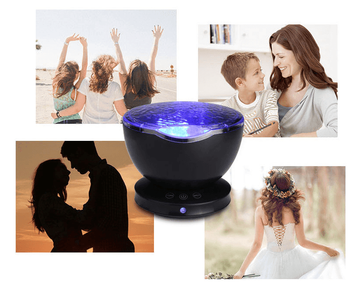 Ocean Wave Projector LED Night Light Remote Control TF Cards Music Player Speaker Aurora Projection - MRSLM