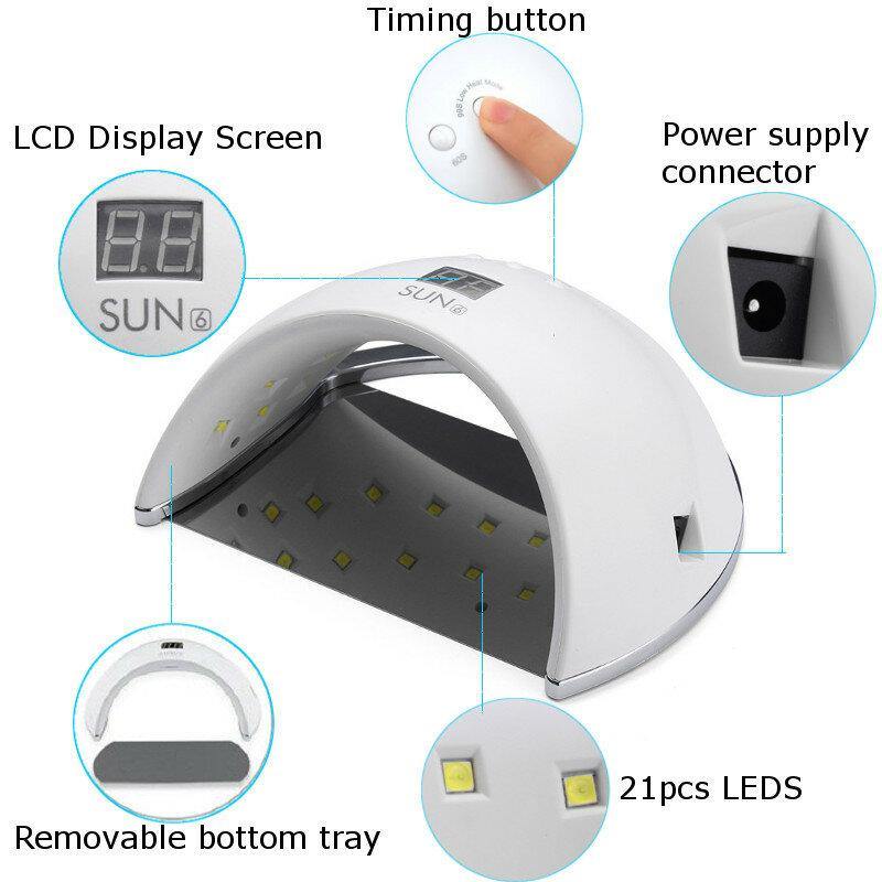 48W SUN6 LED UV Nail Lamp Light Gel Polish Cure Nail Dryer UV Lamp EU/US Plug - MRSLM