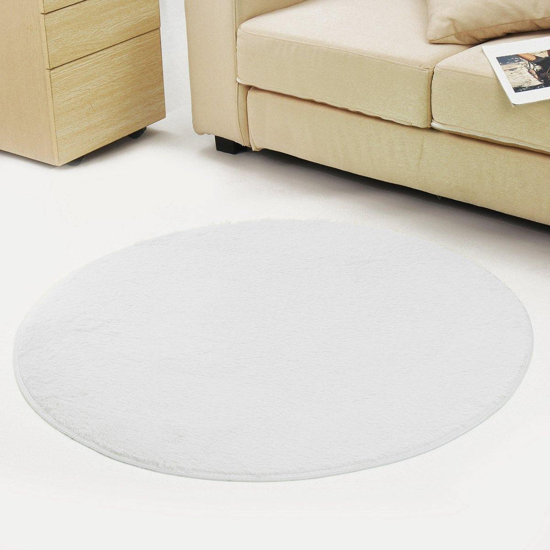 Round Anti Skid Fluffy Shaggy Area Rug Dining Room Home Table Carpet Floor Mat - MRSLM