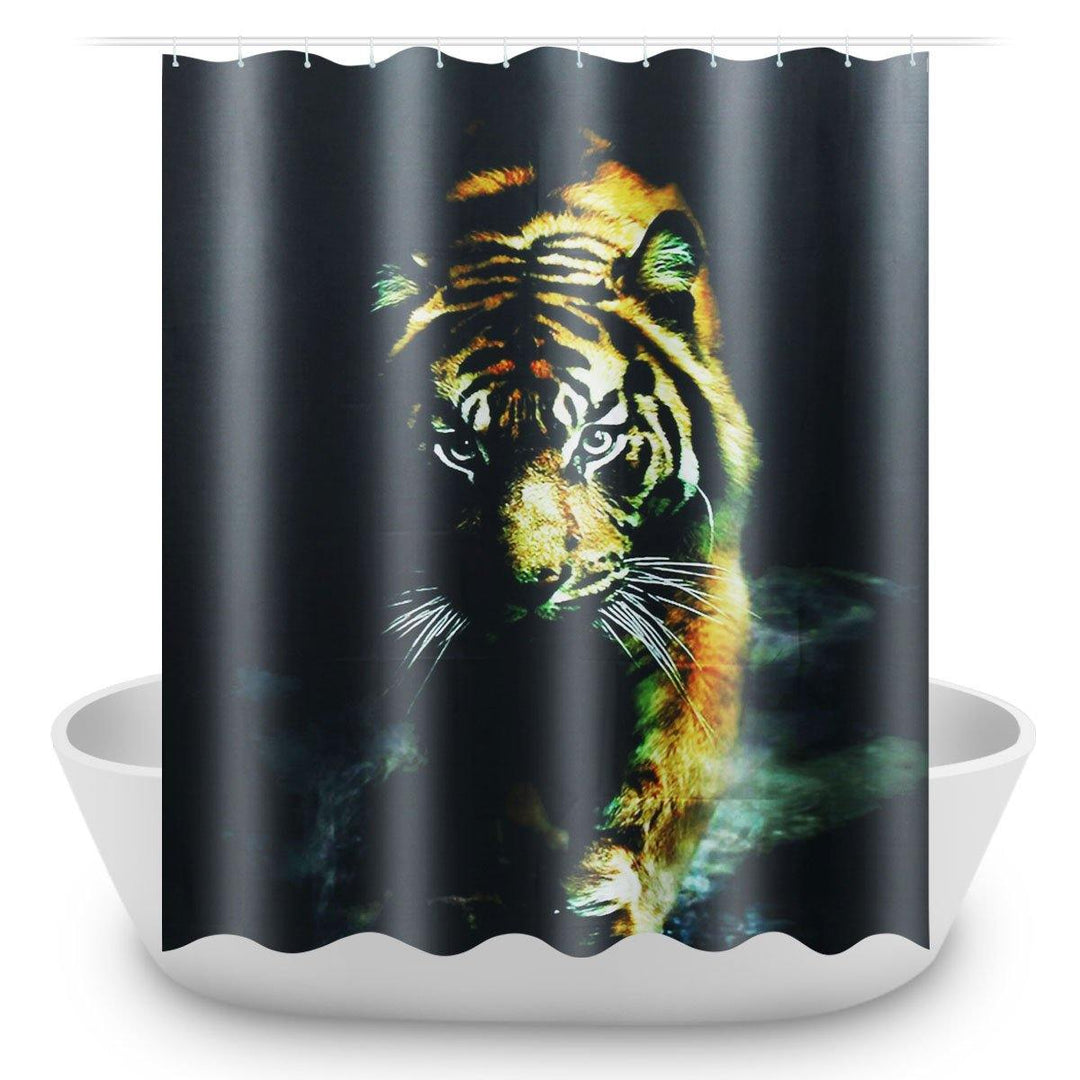 72"X 72" Wildlife Animal Nature Decor Tiger Bathroom Decor Shower Curtain with Plastic Shower Hooks - MRSLM