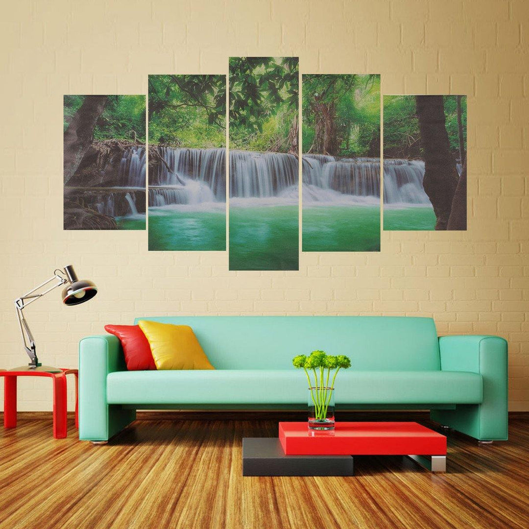 Rimless Landscapes Green Waterfalls High Definition Spray Paintings For Room Decorations - MRSLM