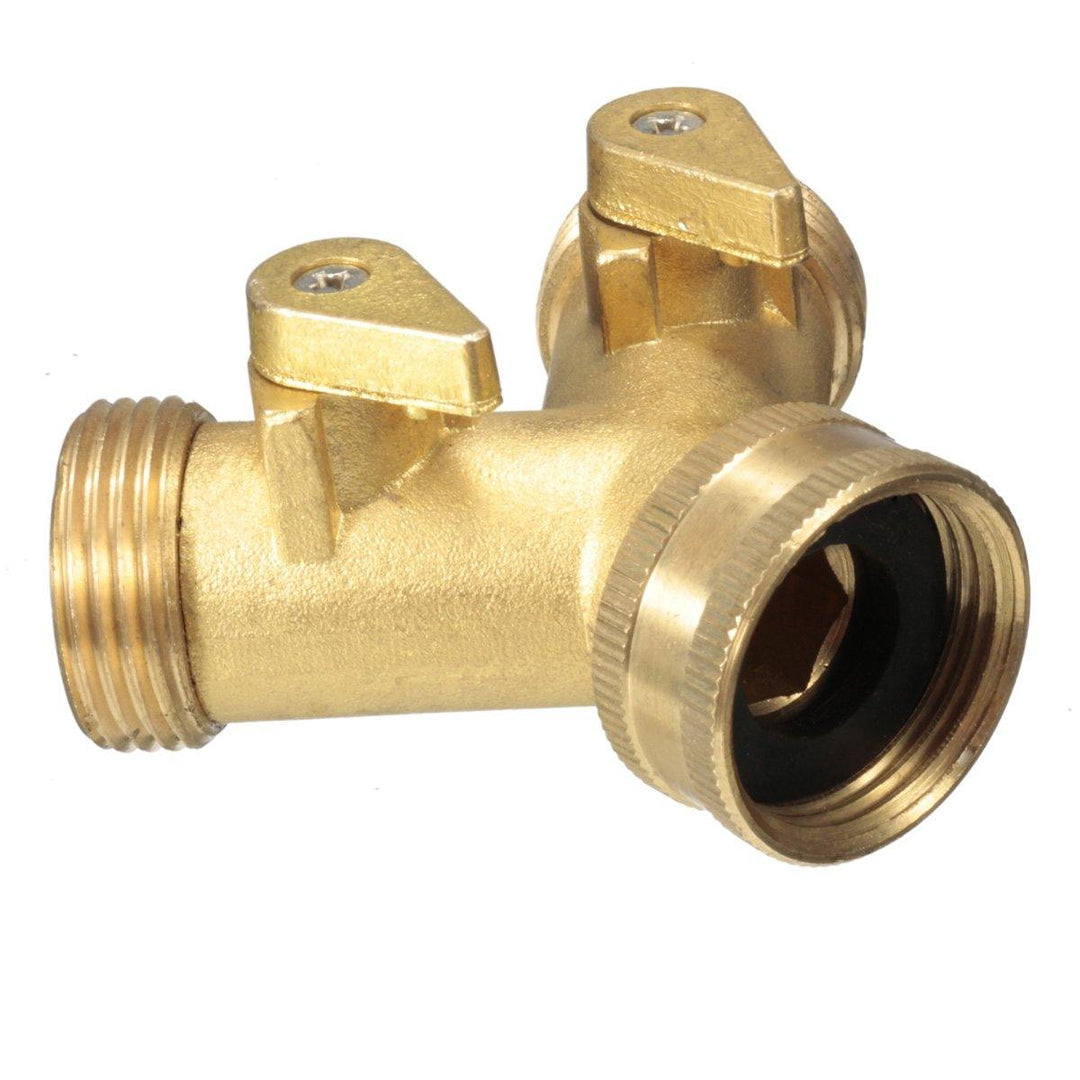 EU Standard 3/4 " Brass Garden Irrigation 2 Way Y Shape Adapter Splitter Hose Faucet Manifold Pipe Tap Connector - MRSLM