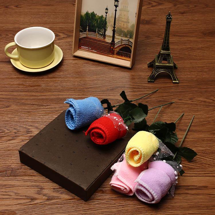 20x20cm Mircrofibre Rose Flower Water Absorbtion Towel Festival Valentine Birthday Wedding Gifts - MRSLM