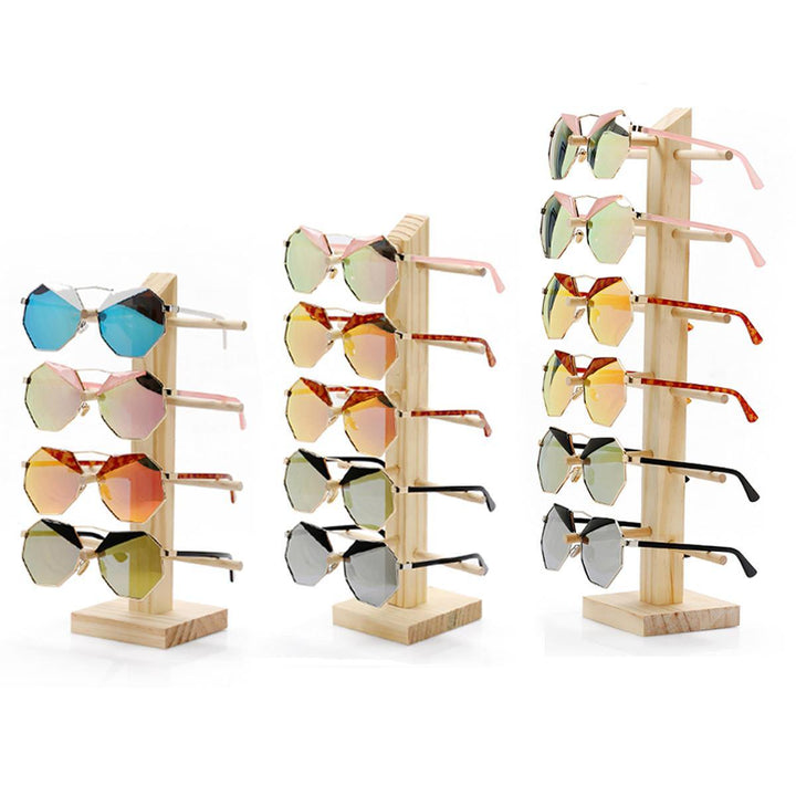 Natural Wood Sunglasses and Eyeglasses Display Rack - Organizer Stand Holder with 3/4/5/6 Layers - MRSLM