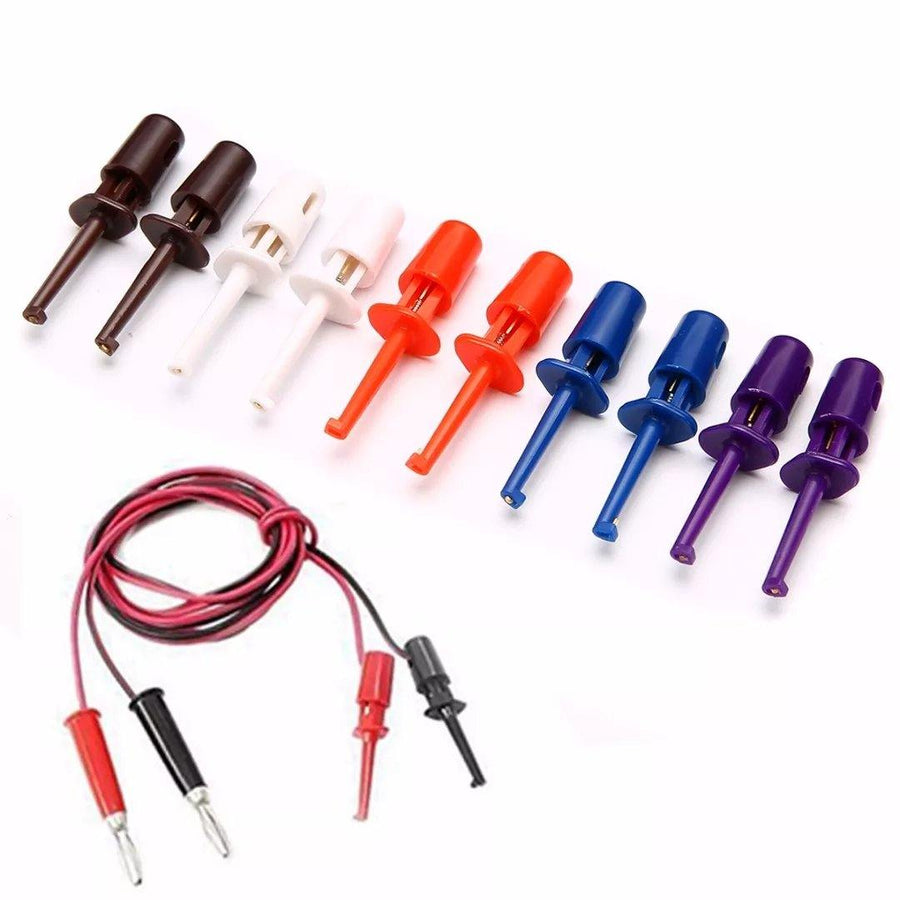 50pcs Multimeter Wire Lead Test Hook Clip Electronic Mini Test Probe Set Red White Blue Black Purple For Repair Tool - MRSLM
