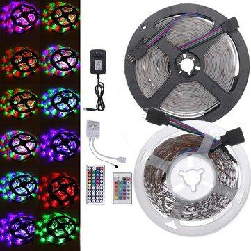 DC12V 2835SMD 5M 300LED Strip Light Waterproof Non-waterproof RGB Lamp + 24/44 key IR Controller+ Power Adapter - MRSLM