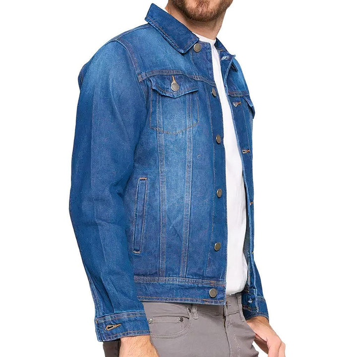 No Pain No Gain Dark Washed Men's Denim Jacket - Trendy Denim Jacket - Best Design Jacket for Men - MRSLM