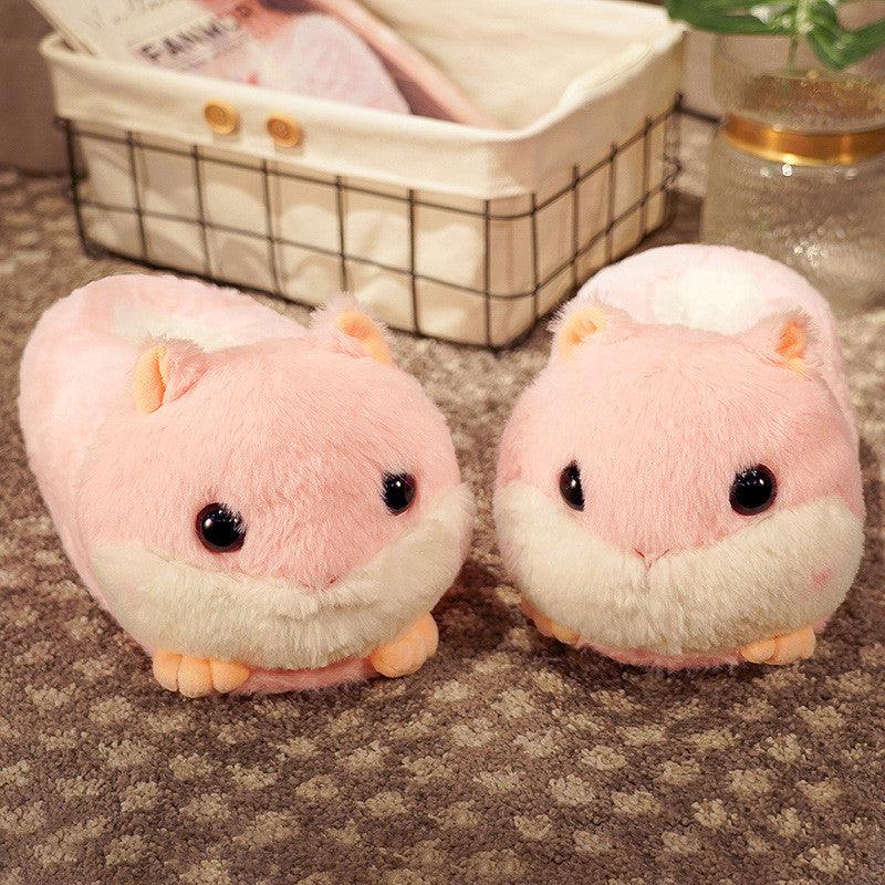 Household Bag With Cute Plush Cotton Slippers - MRSLM