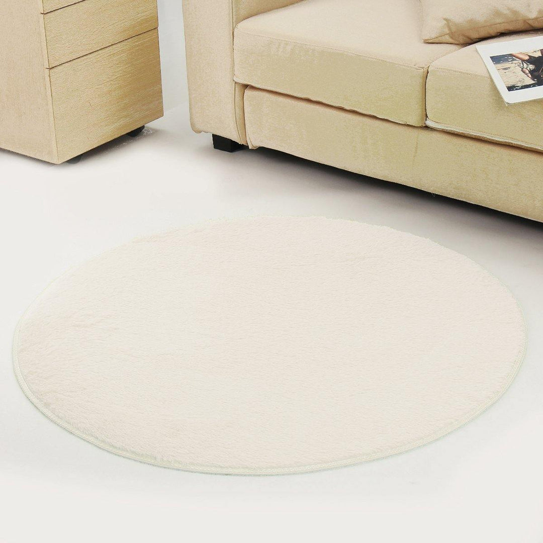 Round Anti Skid Fluffy Shaggy Area Rug Dining Room Home Table Carpet Floor Mat - MRSLM