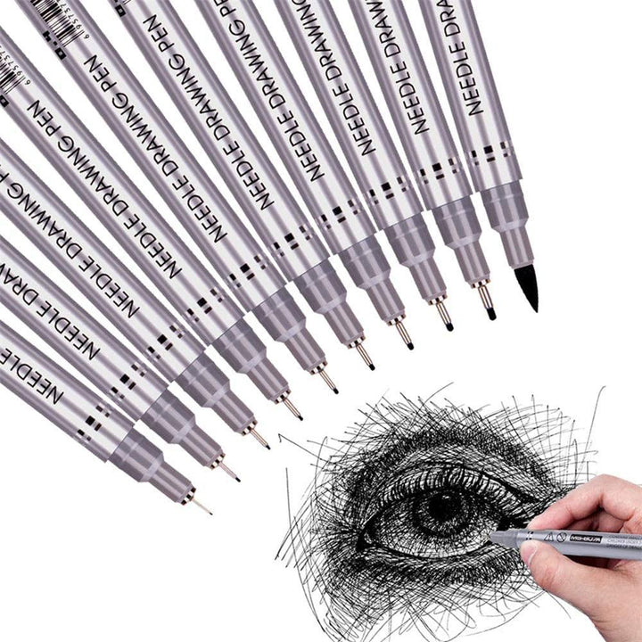 Superior MS-807A 10Pcs Waterproof Neddle Pen Precision Micro-Line Pens Black Micro-Pen Fineliner Ink Pen Waterproof Calligraphy Artist Illustration Anime Sketching Pen Set - MRSLM