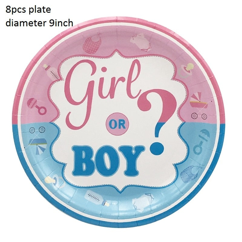 Gender Reveal Party Tableware Set & Decorations