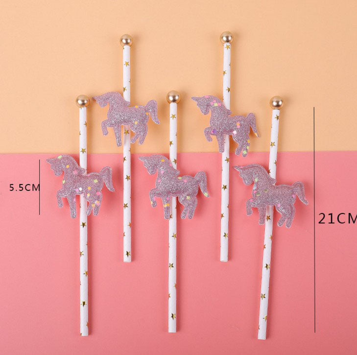 Glitter Unicorn Cake Toppers 5 pcs Set