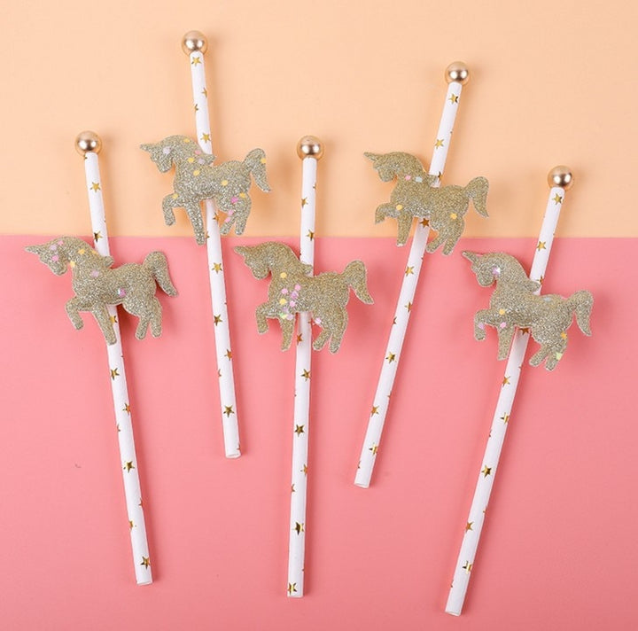 Glitter Unicorn Cake Toppers 5 pcs Set