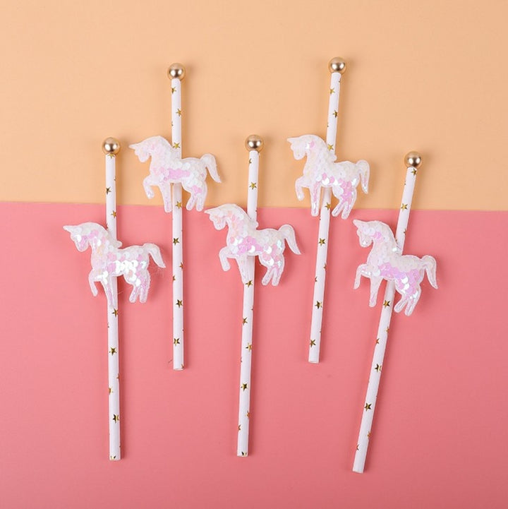 Glitter Unicorn Cake Toppers 5 pcs Set