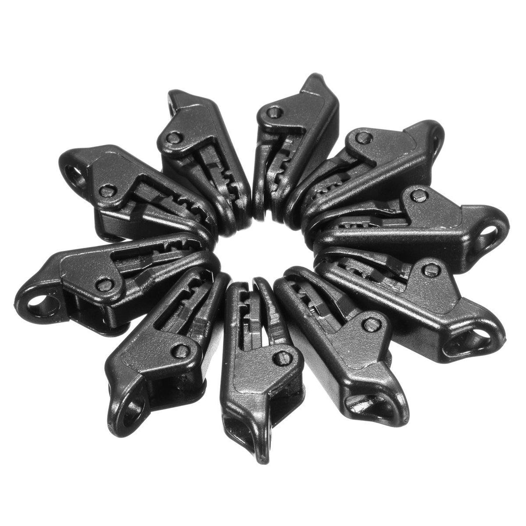 10Pcs Tent Windproof Securing Clip Black Hook Buckle Alligator Clip - MRSLM