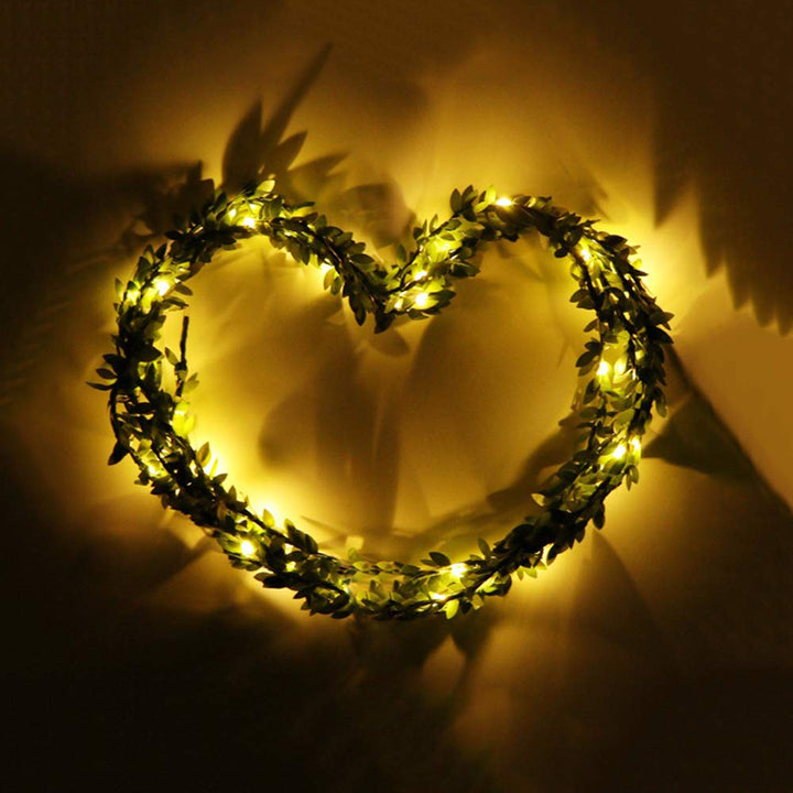 LED String Lights with Green Leaves