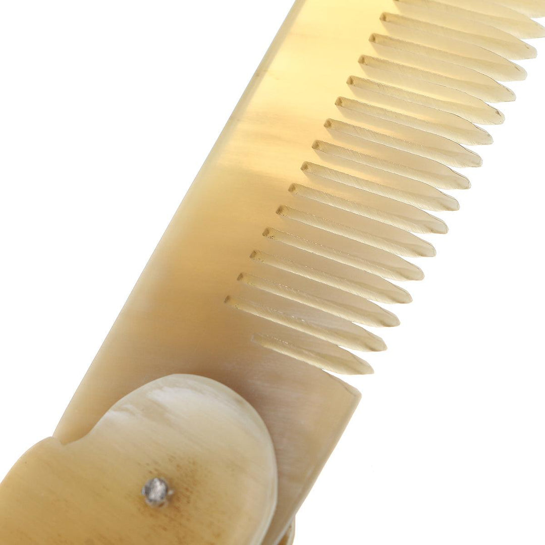 Oxhorn Comb Folding Hair Brush Fine Tooth Massage Anti Static Portable Gift Travel - MRSLM