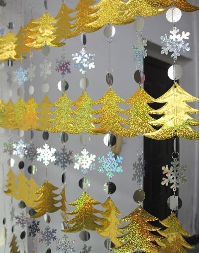 Sequined Christmas Trees Party Decor Garland
