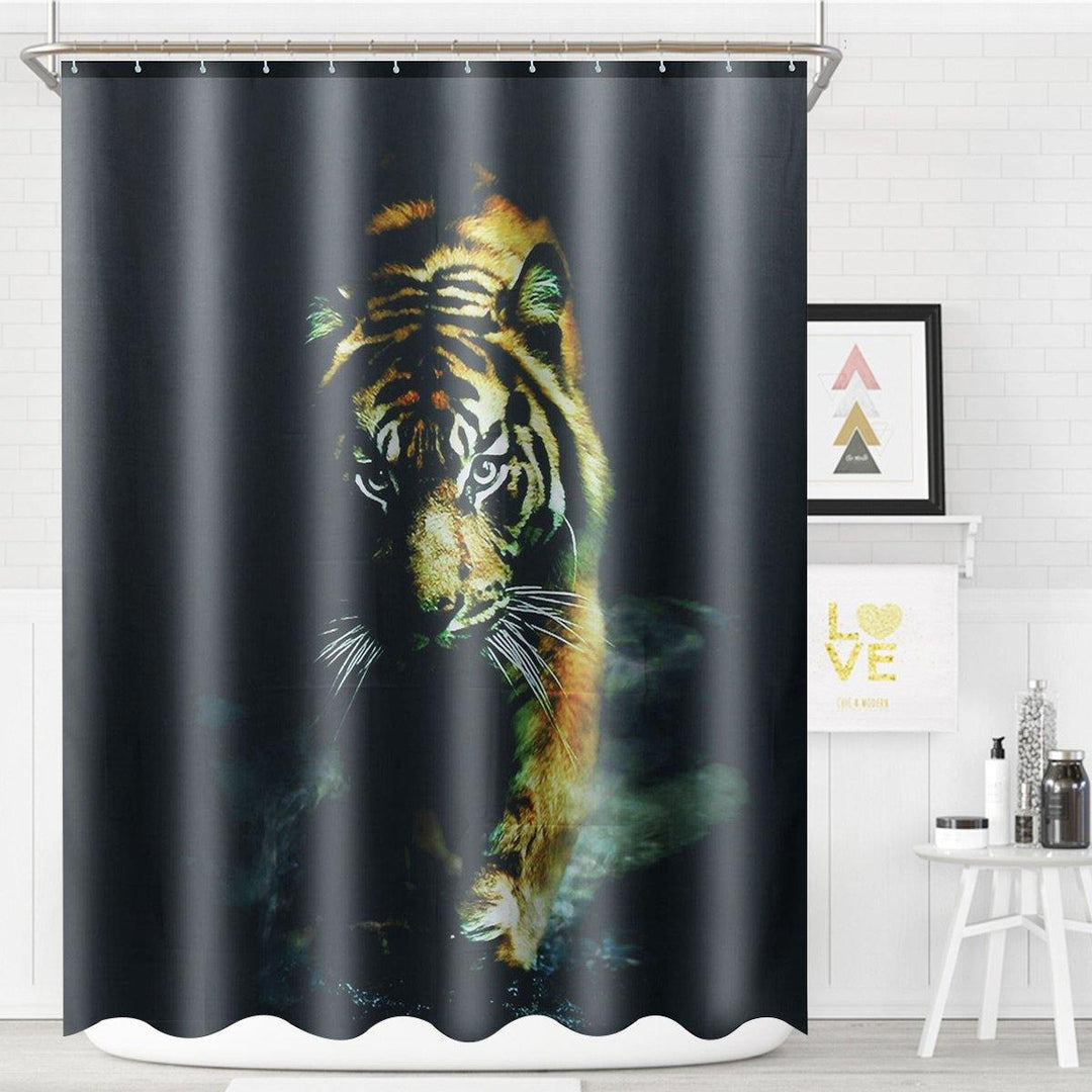 72"X 72" Wildlife Animal Nature Decor Tiger Bathroom Decor Shower Curtain with Plastic Shower Hooks - MRSLM