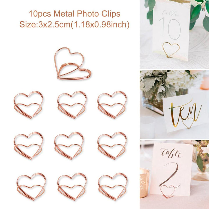 Set of 10 Heart Shaped Metal Photo Clips
