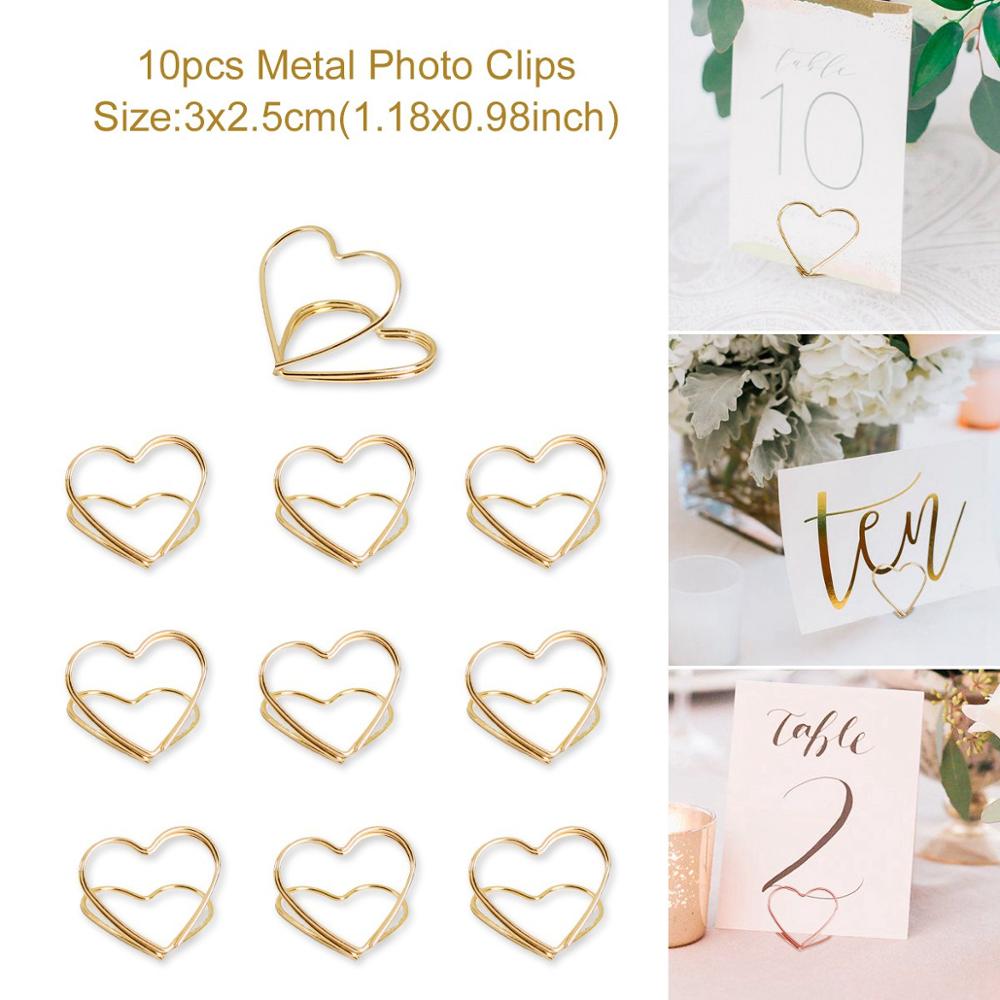 Set of 10 Heart Shaped Metal Photo Clips