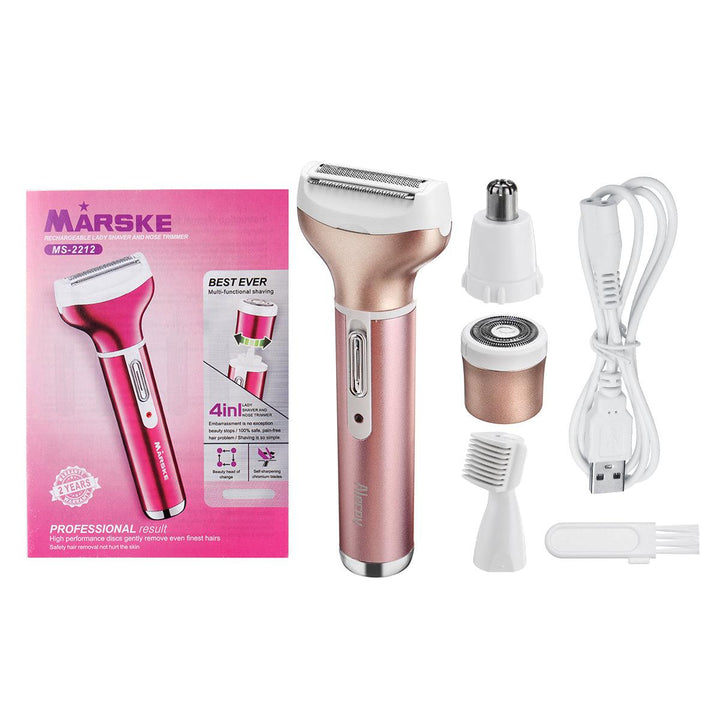 4 IN 1 Skin Women Painless Hair Remover USB Rechargeable Face Hair Removal Epilator - MRSLM