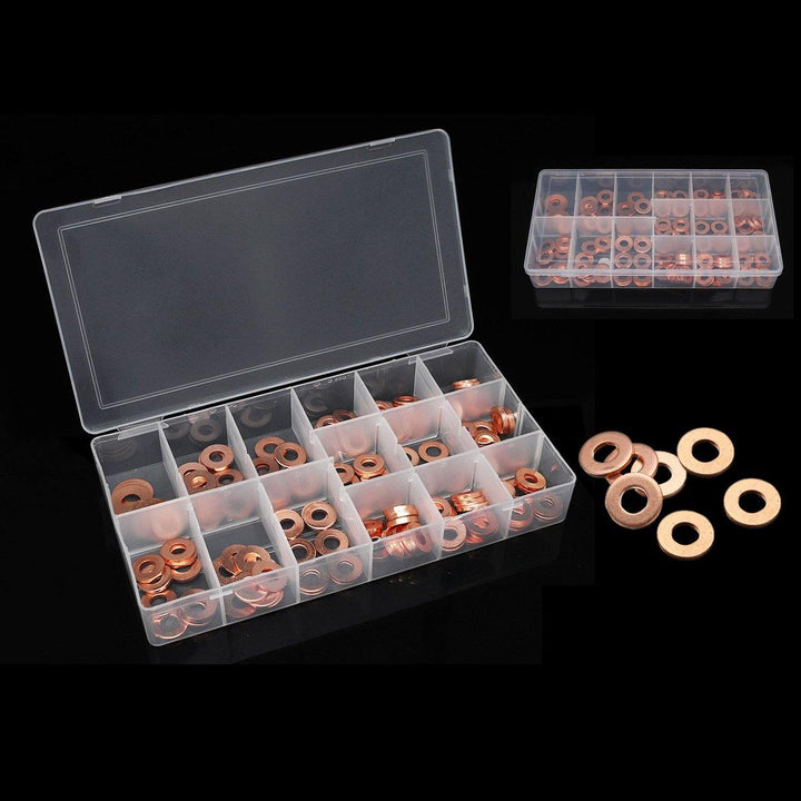 150pcs Copper Diesel Injector Washer Seal Assortment Set Fuel Injector Seal Ring - MRSLM