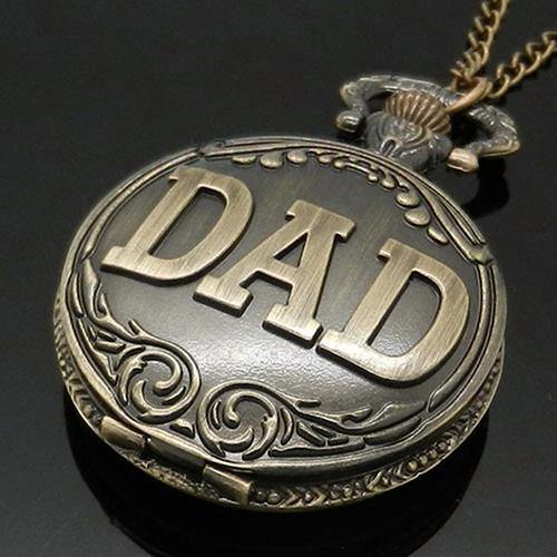 Vintage Men DAD Quartz Pocket Watch Necklace Pendant Chain Father's Day Gift - MRSLM